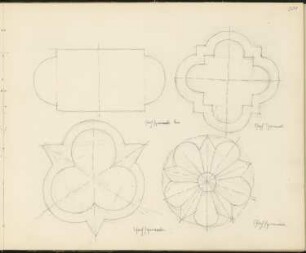 Skizzenbuch 4: Ornament- und Architekturstudien, einfach Segmente Form, zweifach Segmente, dreifach Segmente, fünffach Segmente