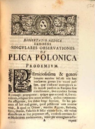 Diss. med. exhibens singulares observationes de plica Polonica