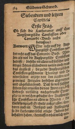 Siebenten und letzten Capittels