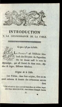 Introduction À La Connoissance De La Fable