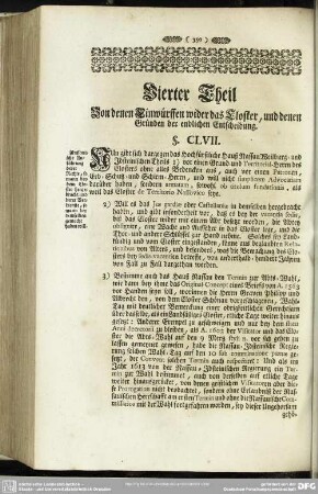 Vierter Theil Von denen Einwürffen wider das Closter, und denen Gründen der endlichen Entscheidung