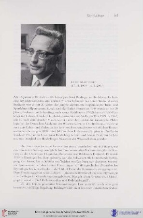 Kurt Baldinger (17.11.1919-17.1.2007)
