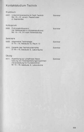 Kontaktstudium Technik