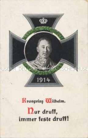 Patriotische Postkarte mit Porträt des Kronprinzen