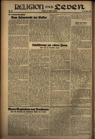 Dritte Ausgabe vom Samstag, den 17. Juli 1937.