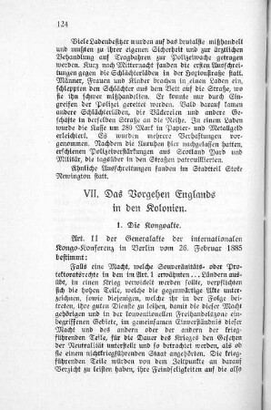 VII. Das Vorgehen Englands in den Kolonien.