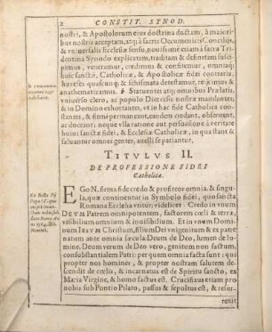 Titvlus II. De Professione Fidei Catholica.
