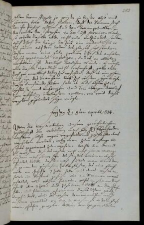 Freytag d 9ten aprill 1734.