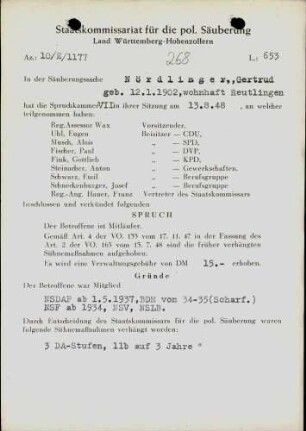 Nördlinger, Gertrud