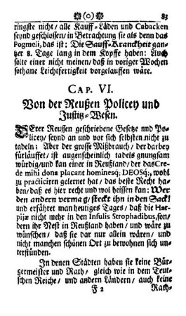 Cap. VI. - Von der Reußen Policey und Justitz-Wesen