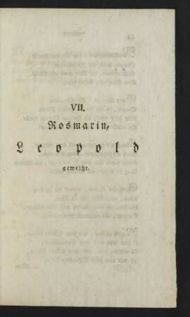VII. Rosmarin, Leopold geweiht