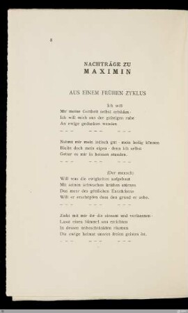 Nachträge zu Maximin / [Maximilian Kronberger]