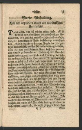 Vierte Abtheilung. Von den besonderen Arten des catechetischen Unterrichts