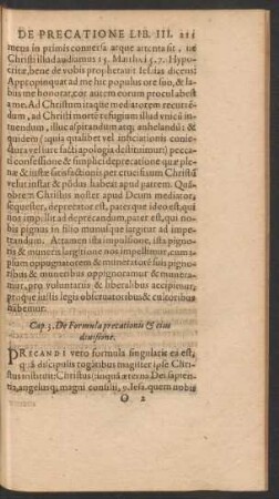 Cap. 3. De Formula precationis Et eius divisione.