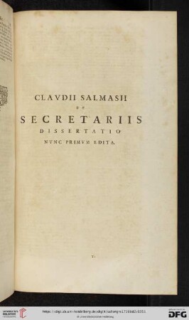 Claudii Salmasii secretariis dissertatio nunc primum edita