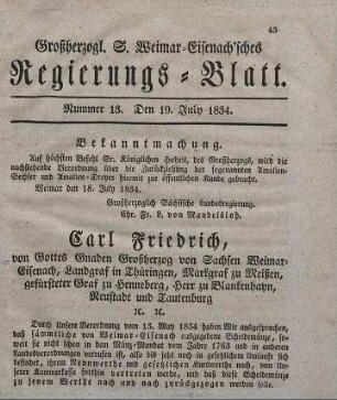 Nr. 13 : 19. July 1834
