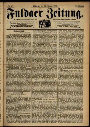 Ausgabe vom Mittwoch, den 14. Januar 1891.