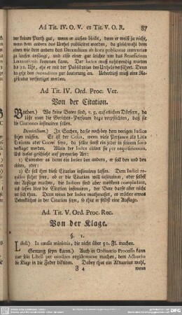 Ad. Tit. IV. Ord. Proc. Vet. Von der Citation