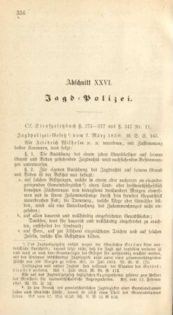 Abschnitt XXVI. Jagd-Polizei