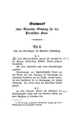 Tit. I. Von den Grundlagen der Gemeinde-Verfassung