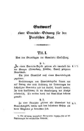 Tit. I. Von den Grundlagen der Gemeinde-Verfassung