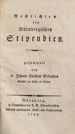 Nachrichten von Nürnbergischen Stipendien