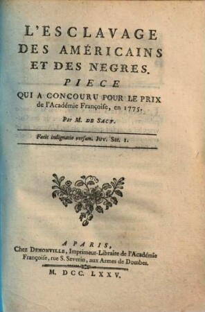 L' esclavage des Americains et des Negres