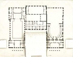 Gärtner, Andreas; München; Theater- und Konzertsaal-Projekt - Grundriss mit Tekturen (Variante 1)