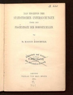 Das Ergebnis der statistischen Untersuchungen über den Prozentsatz der Homosexuellen