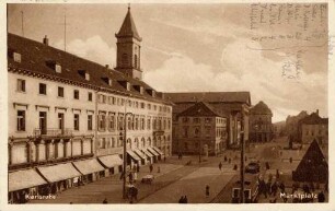 Postkartenalbum mit Motiven von Karlsruhe. "Karlsruhe. Marktplatz"