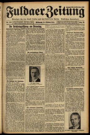 Erste Ausgabe vom Mittwoch, den 14. Oktober 1931.