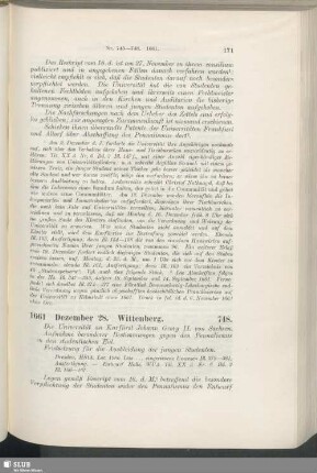 748. 1661, Dezember 28. Wittenberg