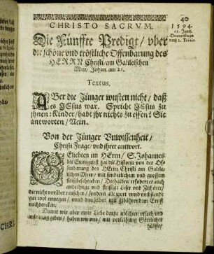 Die Fünffte Predigt/ [...] - Die Sechste Predigt/ [...]