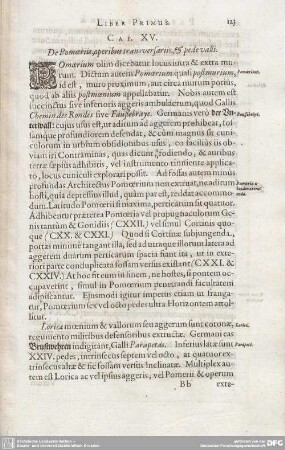 CAP. XV. De Pomoeriis, operibus transversariis, & pede valli.