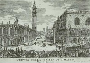 Venedig, Veduta della Piazza di S. Marco (verso l'Horologio; Ansicht des Markusplatzes gegen den Uhrturm)