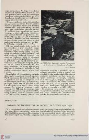 1: Badania wykopaliskowe na Wawelu w latach 1950 i 1951