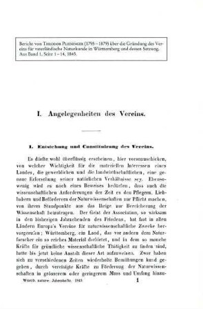 Entstehung und Constituirung des Vereins [Bd.1, 1845]