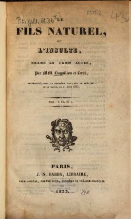 Le fils naturel, ou l'insulte : Drame en 3 actes