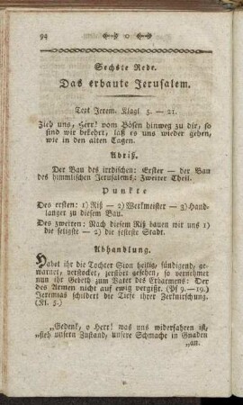 Sechste Rede. Das erbaute Jerusalem.