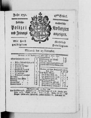 47tes Stück., Ausgabe vom 23. November 1791