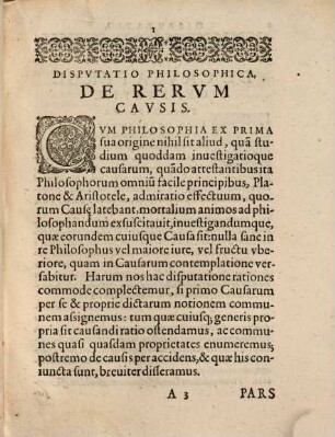 Dispvtatio Philosophica, De Rervm Cavsis