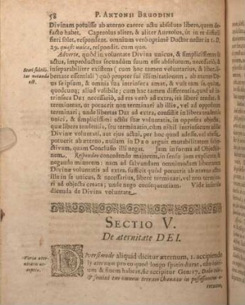 Sectio V. De aeternitate DEI.