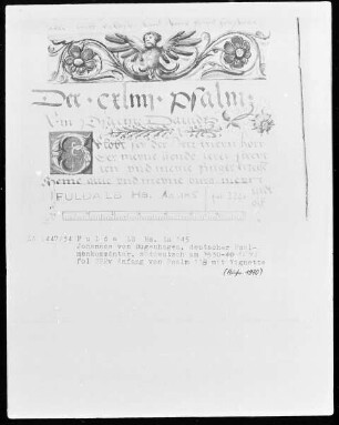 Johannes Bugenhagen, Psalmenkommentar — Vignette mit geflügeltem, menschenartigem Wesen, Folio 222verso