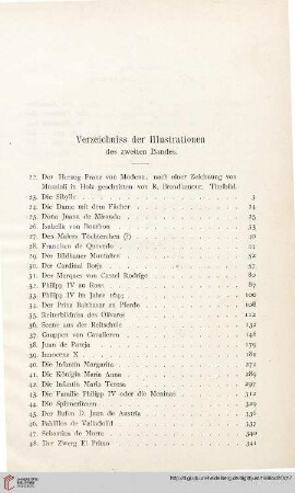 Verzeichnis der Illustrationen des zweiten Bandes