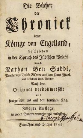 Die Bücher der Chronick derer Könige von Engelland