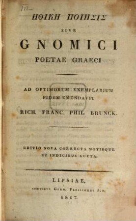 Ēthikē poiēsis sive Gnomici poetae Graeci