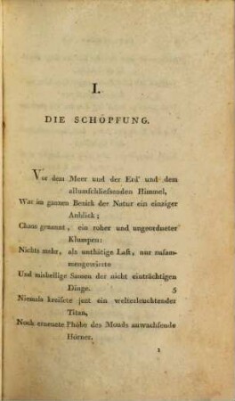 Verwandlungen nach Publius Ovidius Naso : In Zwei Theilen, [Erster Theil]