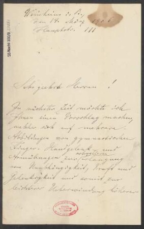 Brief an B. Schott's Söhne : 14.03.1906