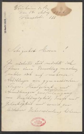 Brief an B. Schott's Söhne : 14.03.1906