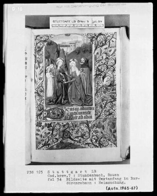 Lateinisch-französisches Stundenbuch (Livre d'heures) — Heimsuchung, Folio 34recto